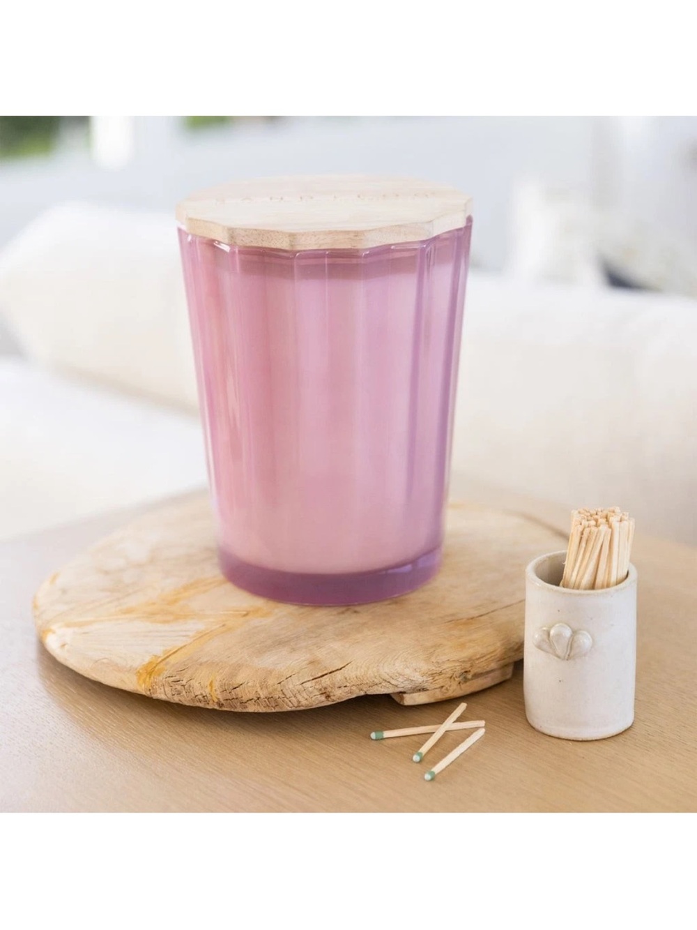 Sand + Fog Spring 57oz. Scalloped Candle with Rubber Wood Lid ( Island Blossom )